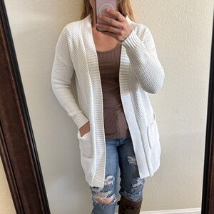 Max Studio White Textured Cardigan